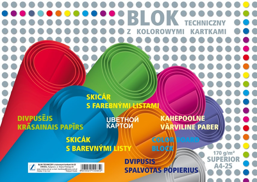 Blok techniczny A4  kolorowy 25 kartek Superior Kreska
